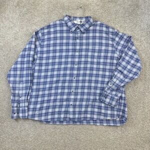 Peter Millar Button Down Shirt Mens XXL Blue Plaid 100% Cotton Long Sleeve